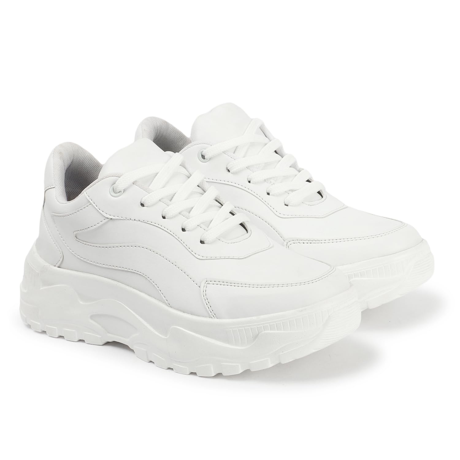 SUKART White Lace-Up Sneakers Shoes for Girls and Womens (B0DBDLYC55) Amazon Price History, Amazon Price Tracker