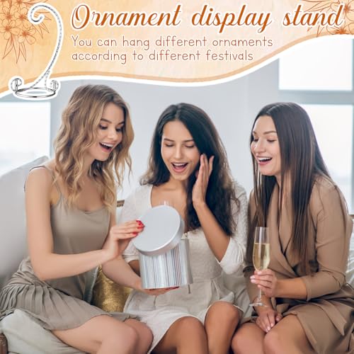MorningRo 2 Pcs Small Twisted Ornament Display Stand 7.5\" H Ornament Hanger Stand Holder Hanging Terrarium Holder for Wedding Christmas Home Office Decor(Silver) - Thumbnail 4