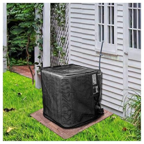 Funda de malla transpirable para aire acondicionado para unidades al aire libre, parte superior impermeable desmontable que protege contra los desechos de las hojas y el polvo, material de pelusa de