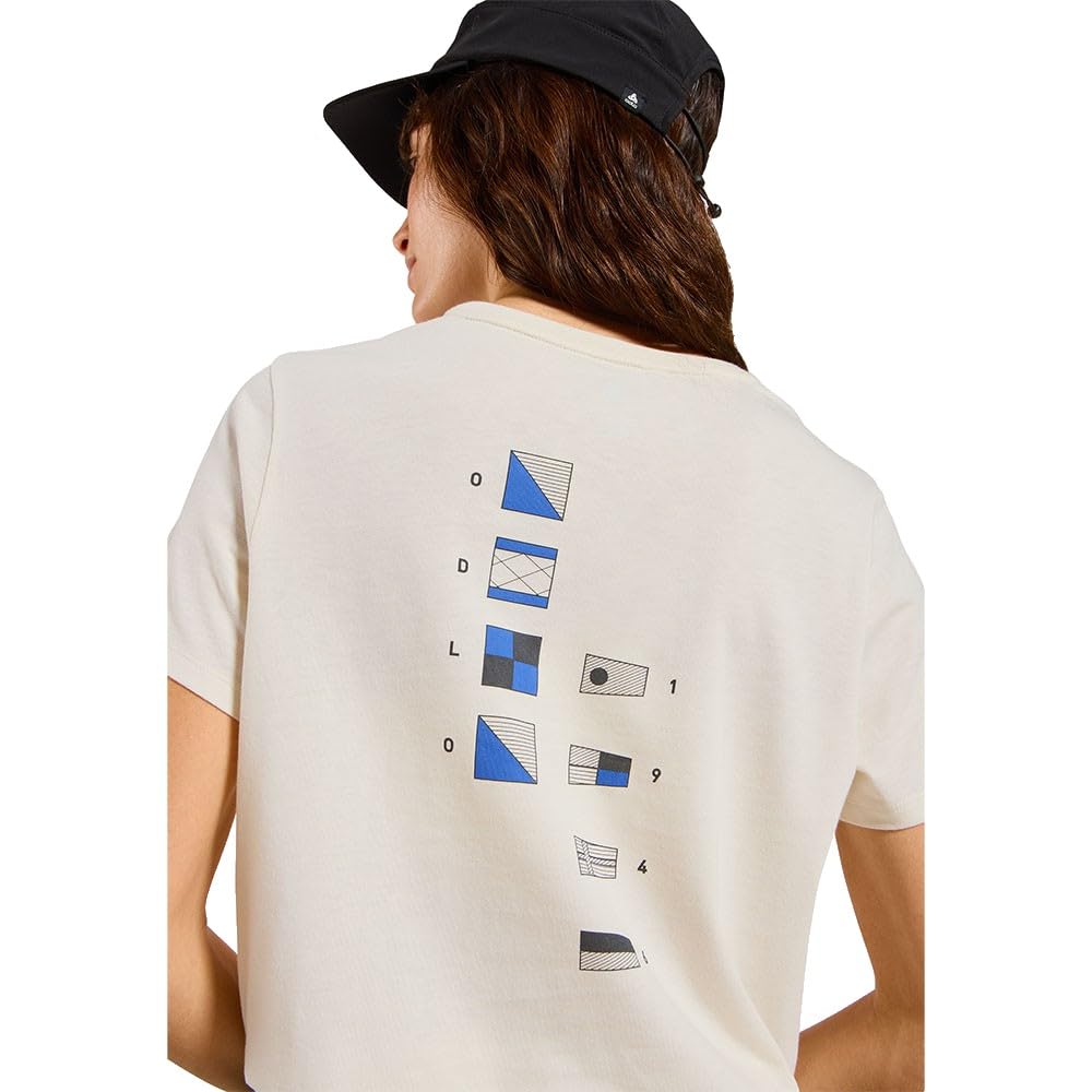 Odlo Donna Cotton Blend Flags Maglietta, Gardenia, XS