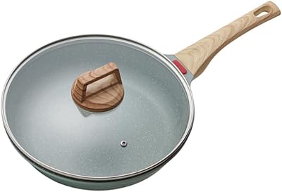 UPKOCH Non Stick Pan Ceramic Cookware Ceramic Cooking Pot Small Non Stick Frying Pan Ceramic Skillet with Lid Covered Deep Skillet Nonstick Frying Pan Skillet Flat Bottom Frying Pan Wood