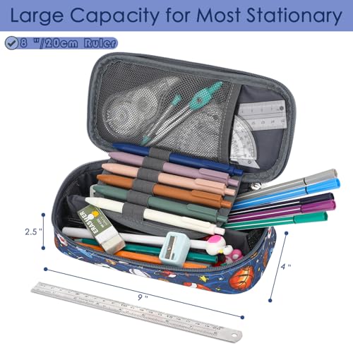 Image of FlowFly Large Capacity Pencil Case for Kids, Boys & Girls - Zippered Multi-Functional Pen Pouch, Soft & Portable Pencil Bag for School, Teens, Students, Football