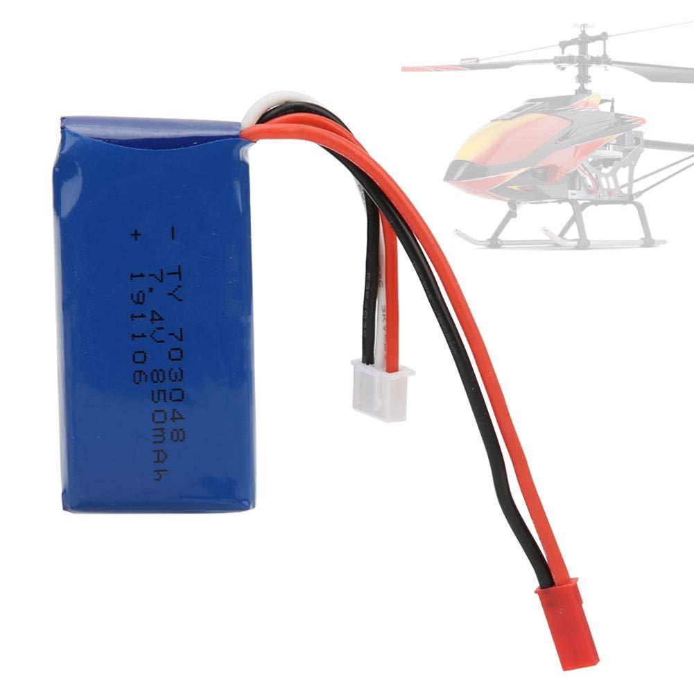 Batterie Rechargeable, 7.4V 850MAH Batterie de RC Jouet pour WLjouets V912 V262 V333 4CH Hélicoptère RC à Lame Unique