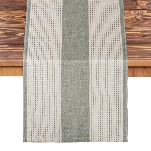 Fyshird Tischläufer Grün Tischläufer Modern Tischband Küche Tischdeko Table Runner Outdoor Deko für Esstisch Hochzeit Geburtstag Draußen Drinnen - 33*160cm