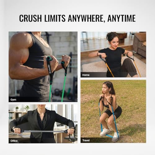 Image of Wiselife Multi-Level Resistance Tube Band Set with Sturdy Foam Handles, Door Anchors, Ankle Strap & Carrying Bag for Exercise, Stretching, Home Gym & Strength | Full Body Workout Upto 150 lbs