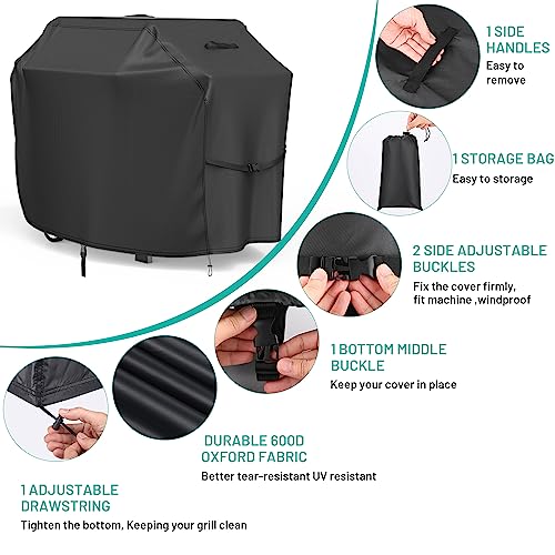 BROSYDA BBQ Cover 147x61x122cm, Waterproof, Windproof, UV Resistant, Tear Resistant, Heavy Duty 600D Oxford Barbecue Cover - Image 4