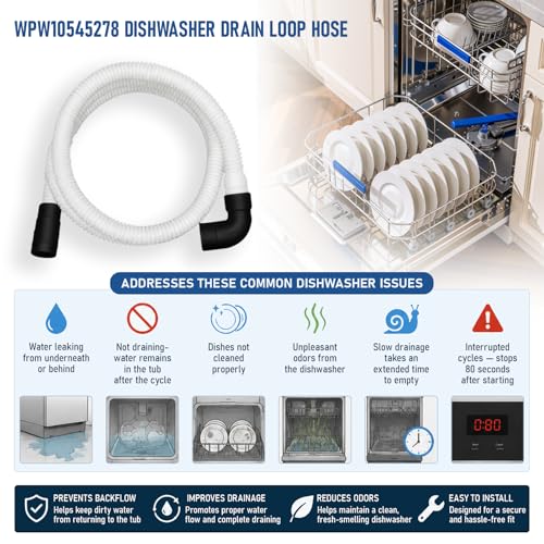 Image of WPW10545278 Dishwasher Drain Hose for Whirlpool Maytag Dishwasher