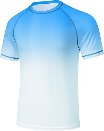 Huayuzh Mens Swimming Short Sleeve Shirt Rash Guards