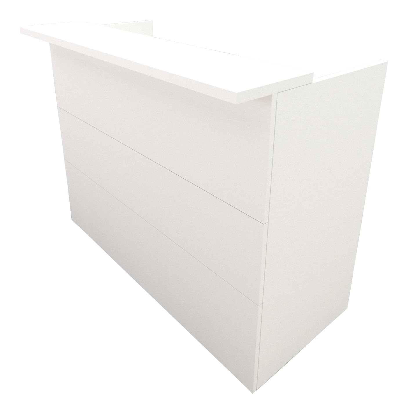 Henor Bancone Reception Ebro. 110 x 60/75 x 110 cm. Legno Con tavolo interno. Ideale per ufficio, reception, attenzione, commercio. Bianco Opaco