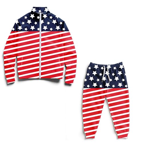Image of Kids Two-Piece Classic Zippered Sports Jacket Set Sweatpants Jogging Teenager Sportswear Set