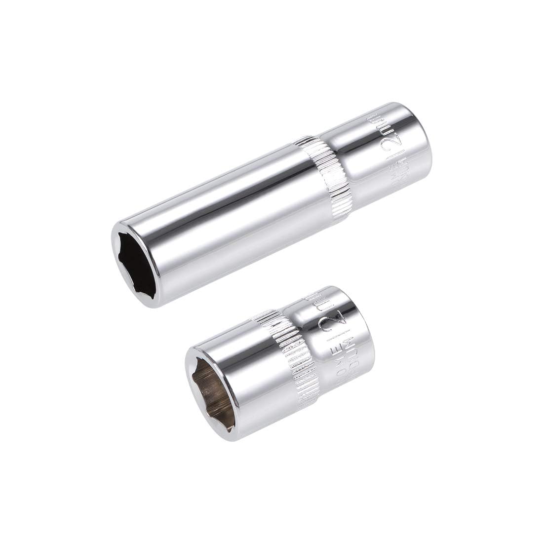 TA-VIGOR 2Pcs 3/8-Inch Drive by 12mm Deep and Shallow Socket, Cr-V Drive Socket, 6-Point, Metric for Auto Repairing and Household
