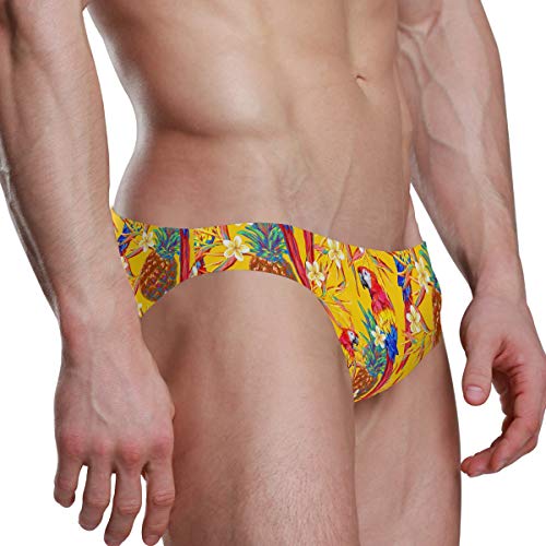 Sports Men Swim Brief Bikini Jungle Parrot Tropical Pineapple Beach Bikini for Men Swim Underwear XL3