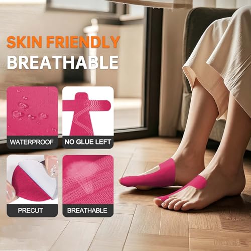 Image of Precut Kinesiology Tape for Bunion, 40 Pcs, Bunion Corrector & Relief, Big Toe Support and Pain Relief, Breathable Hypoallergenic Latex-Free Tape (Pink)
