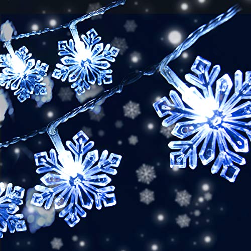 Qxmcov Cadenas de Luces, Luces LED de Navidad Luces de Copo de Nieve de Navidad, 8m 50 Led Con de Control Remoto 8 Modos, Luces Decorativas de Interior/Exterior para Árbol, Fiesta, Cumpleaños