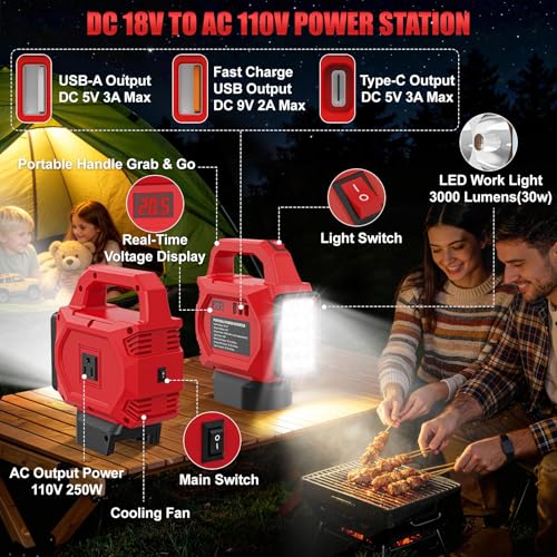 250W Power Inverter Compatible for Milwaukee 18V Battery - image 2