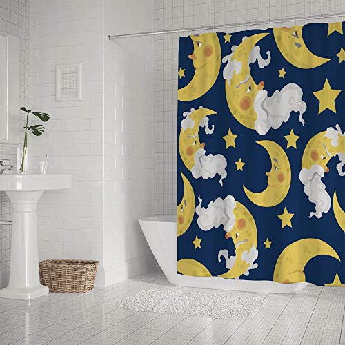 Rideau de douche en polyester avec 12 anneaux de fixation inclus