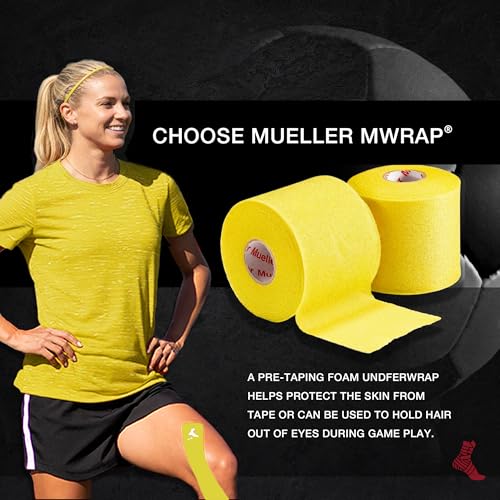 Image of Mueller Sports Medicine MWrap, Pre Wrap, Athletic Tape Underwrap for Sports, Hair, Ankles, Wrist, Hands and Knees, Water-Resistant, Latex Free, 2.75 inch x 21.4 Yards Per Roll, 2 Rolls