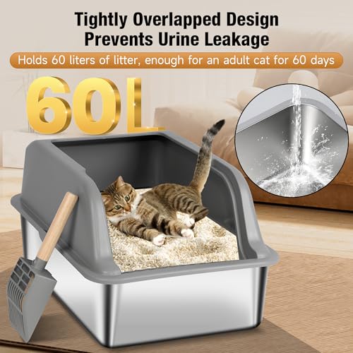 Arenero para gato de acero inoxidable XL con tapa miniatura 4