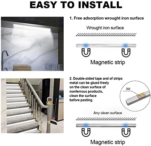 EXTRASTAR LED Under Cabinet Lights USB Rechargeable, 1.6W 20 LEDs Motion Sensor Cupboard Light, 6500K Cool White, Magnetic Tape Closet Stair Lights for Wardrobe Hallway Storage Drawer