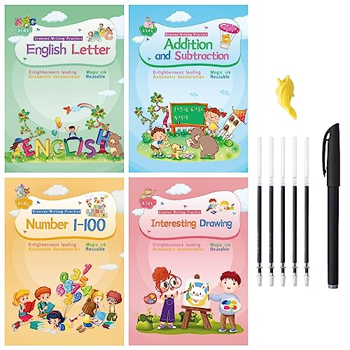 Magic Ink Copybooks for Kids Reusable Handwriting Workbooks for Preschools Grooves Template Design and Handwriting Aid (4)