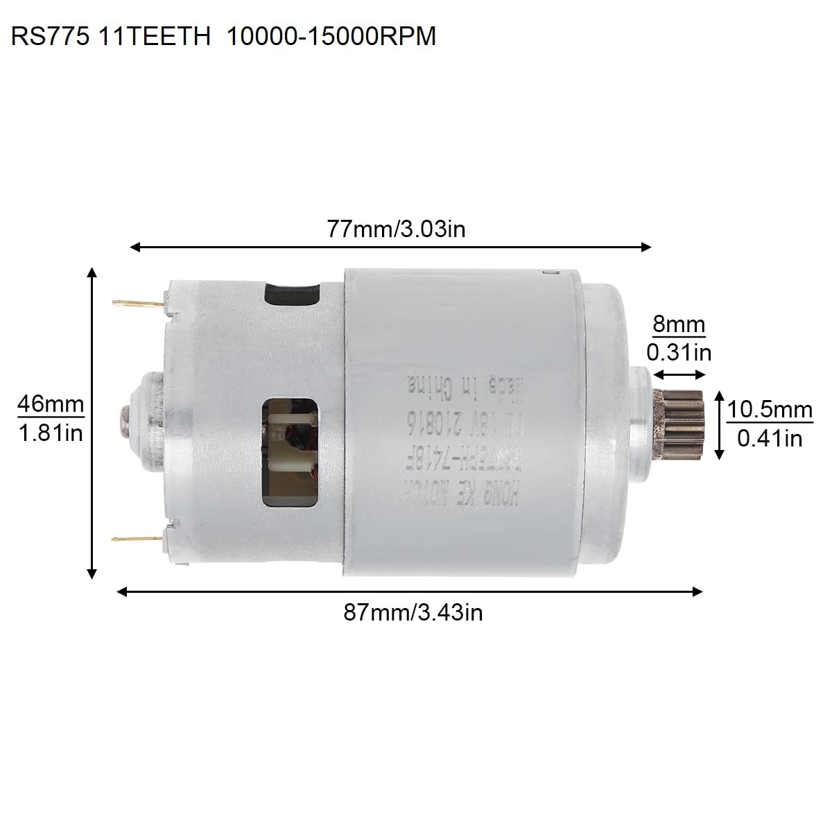 RS775 / RS550 DC Motor 11 Teeth High Power Reciprocating Saw Motor Gear for Electric Saber Saw Handheld Cutting Lithium Saw - (Type: A, Shaft Diameter: RS775 11 Tooth 18V)