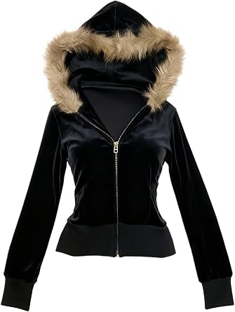 Y2K Fur Hood Zip Up Hoodie for women Leopard Print Retro Streetwear Jacket