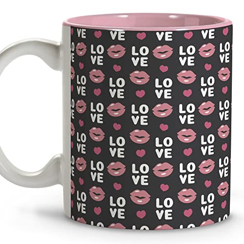 LolaPix Caneca romântica. Presentes para casal. Canecas originais para dia dos namorados. Caneca de cerâmica. 330 ml. Beijos