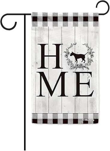 Vista 71 de Bandera de jardín para el hogar, silueta de perro, Chow Chow, búfalo, a cuadros, primavera y verano, para decoración del hogar, 12.5 x 18 pulgadas