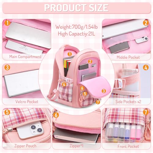 School Backpacks for Girl - 5PCS Cute Girls Backpack with Lunch Box Set for Kids Teens Elementary Middle School,18" Large Capacity Bookbag with Multiple Pockets,Perfect for Travel and School3