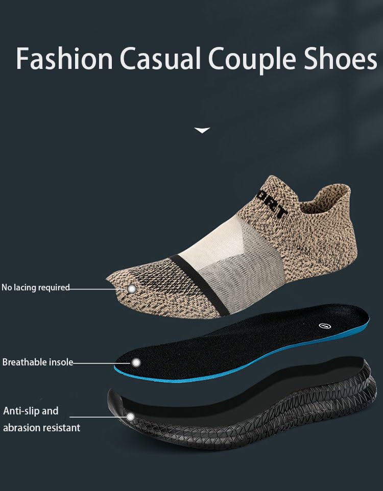 DESESE Men's Transparent Mesh Lightweight Socks Sneakers Breathable Knitted Casual Sneakers Arch Support Non-Slip Loafers,Summer Slip-on Walking Shoes2