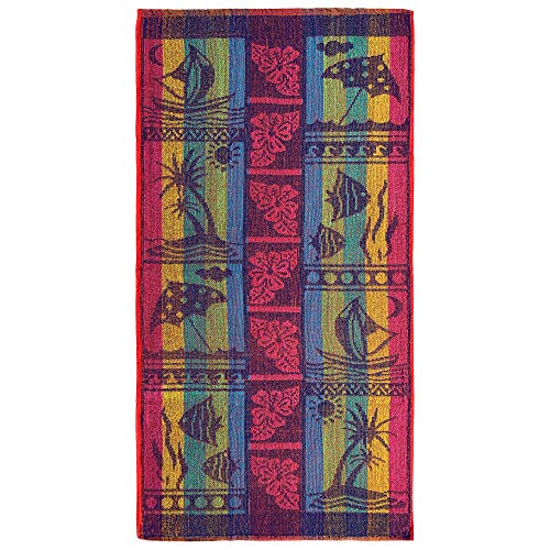Ipanema Terry Jacquard Travel Beach Towel 30 X 60 Inch - 6 Pack - Assorted Designs- Dolphin - Seashells - Fishes - Sailing 100% Cotton #TOP6