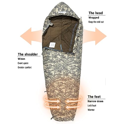 Image of MT Military Army Force Defence 4 & Tropen Patrol Mummy Sleeping Bags with Bivy Cover Compression Sack, Modular Sleeping System 2.0 for Cold Weather,