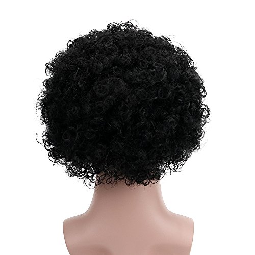 Image of FREE BEAUTY Fluffy Afro Synthetic Clown Wig for Men Women Cosplay Anime Christmas Party Halloween Fancy Funny Wigs (Black)