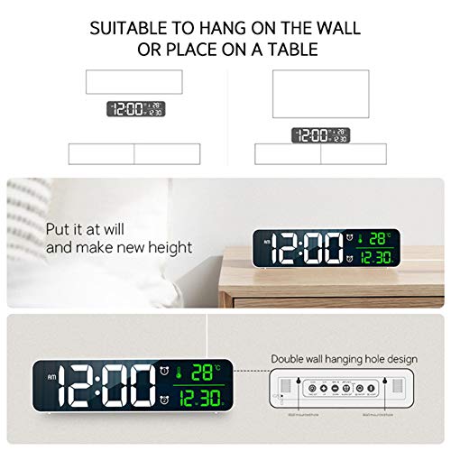 Abovsare 8810 Digital Large Display Alarm Clock For Living Room Office Bedroom Decor Led Electronic Date Temp Display Wall Electric Clocks Automatic Brightness Dimmer Smart Cool Modern Desk Accessories Black thumb #7