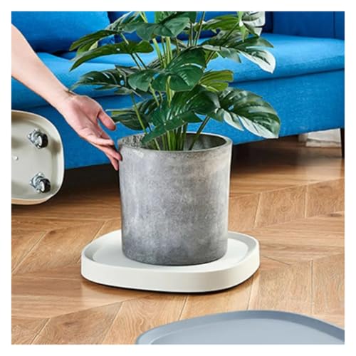 Support pot de fleur à roulettes carré blanc 44.5cm plateau déplaçable charge lourde