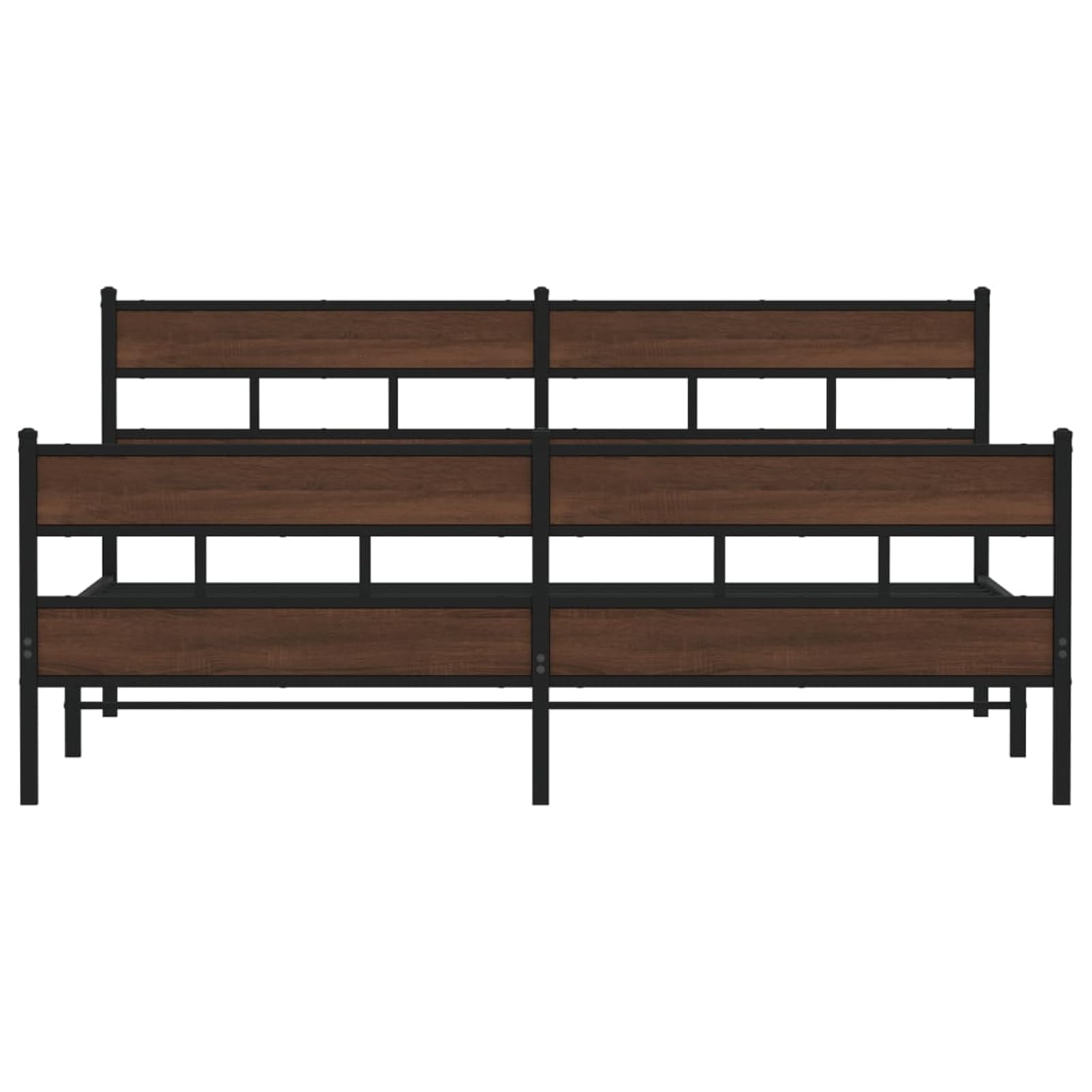 WGYHOME metalowa rama łóżka 180 x 200 cm, brązowa, imitacja dębu, ze stali ze środkowymi nóżkami i schowkiem pod łóżko, dla dorosłych