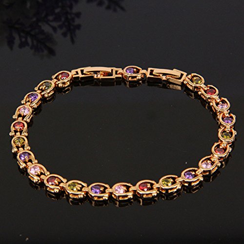 Women Bracelets, 18K Multi-Gemstone and Diamond Tennis Bracelet Gold Heart Bracelets for Women (Diamond Bracelet)2