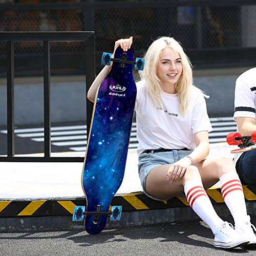 Image of Junli 41 Inch Freeride Longboard Skateboard - Skateboard Cruiser for Cruising, Carving and Downhill(Sea Blue)