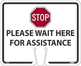 NMC CS31 Stop Please Wait HERE Cone Sign, 10.375 X 12.625 X 0.085, Rigid Plastic .050