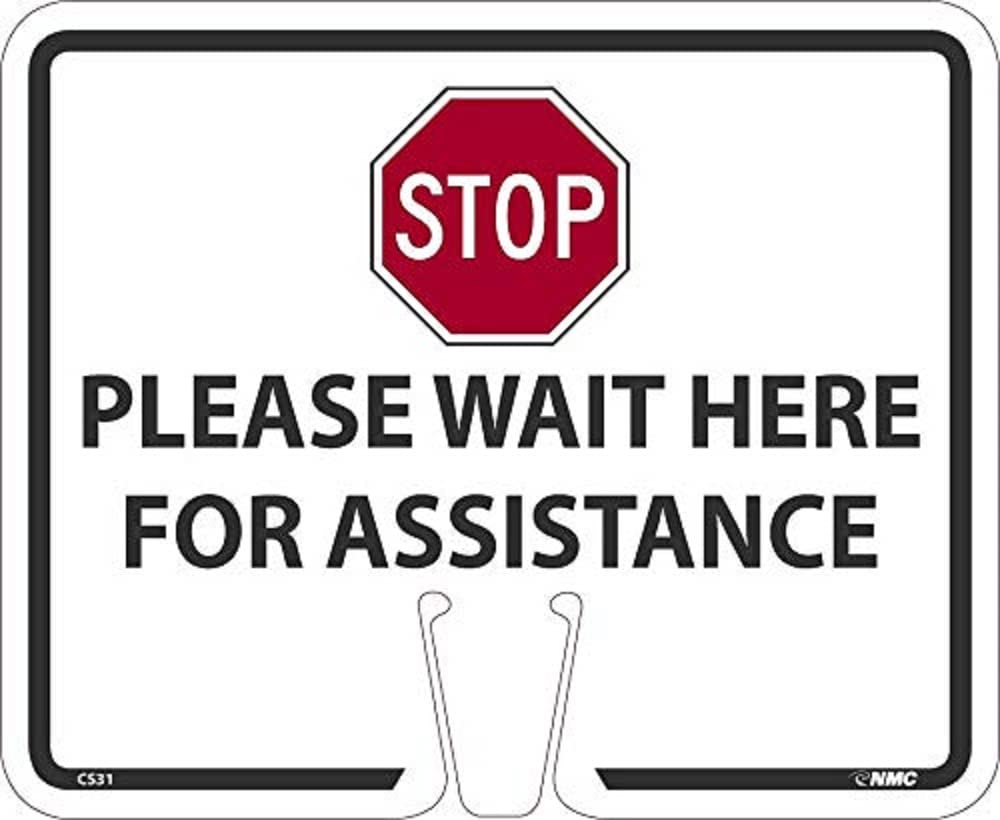 Panneau Stop Please wait here NMC CS31 en plastique rigide 26x32 cm - 4
