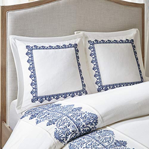 Image of Madison Park Signature Cozy Comforter Set - All Season Bedding Combo Filled Insert and Removable Duvet Cover, Shams, Decorative Pillows, Queen (92 in x 96 in), Bohemian Blue 9 Piece