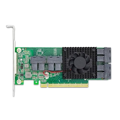 Image of NVMe PCIe 3.0 x16 Switch Card, 8 Ports SFF-8643, 8748 PLX Chipset, Support NVMe 8X SSD
