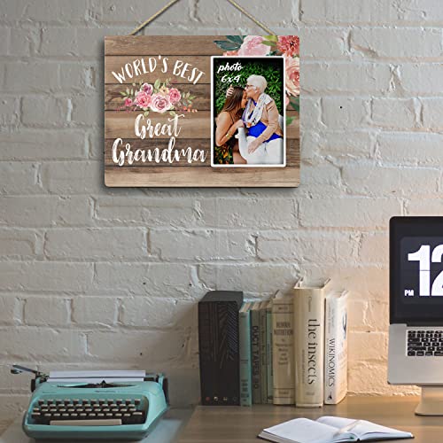 Grandma Gifts Picture Frame,Grandmother Birthday Christmas Mother’s Day Thanksgiving Gifts From Grandson Granddaughter,Grandma Wall & Tabletop Photo Frame 4″×6″,World’s Best Grandma Gifts - F100 #TOP3