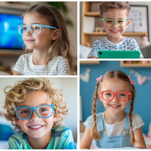 Image of Blue Light Blocking Glasses for Kids Boys Girls Computer Glasses TR90 Unbreakable Anti-Glare UV400 age 2-18