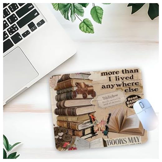 1 Pcs Vintage Inspirational Book Theme Non-Slip Rubber Mouse Pad for Home Office Desk Laptop Gifts for Coworker Leader Women Men