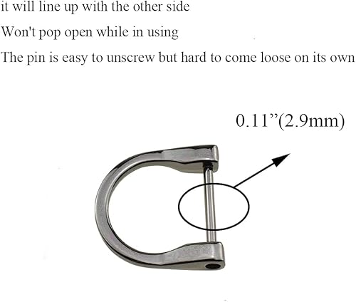 Miniatura 4 de HAHIYO Anillos en D con grillete de tornillo, herradura en forma de U, llavero con tornillo en ambos lados, alineado para bolsa de correa