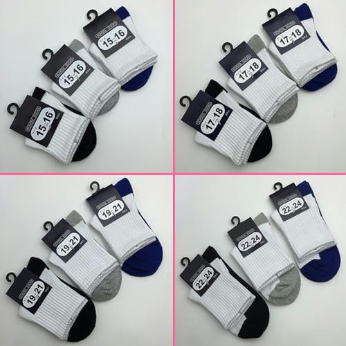 6 pairs - student sports mid-tube socks, autumn and winter white casual breathable socks3