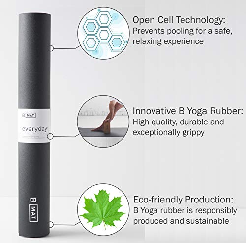 B Yoga Mat For Men & Women | Extra Thick 4Mm (1/8-Inch) Non-Slip Workout Mat | Eco-Friendly Exercise Mat | Perfect For Pilates, Yoga & Floor Exercises | 71" Long, Charcoal #TOP1