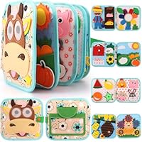 Busy Book, Montessori Toys for 1 to 3 Year Old, Farm Theme Busy Board, Travel Toys, Kids Airplane Activities, Boys and Girls Birthday Gifts, Toddler Sensory Board for Fine Motor Skills