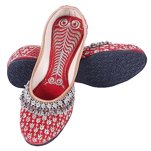 DFR Women Rajasthani Embroidered with Payal Punjabi Mojari Jutti ...